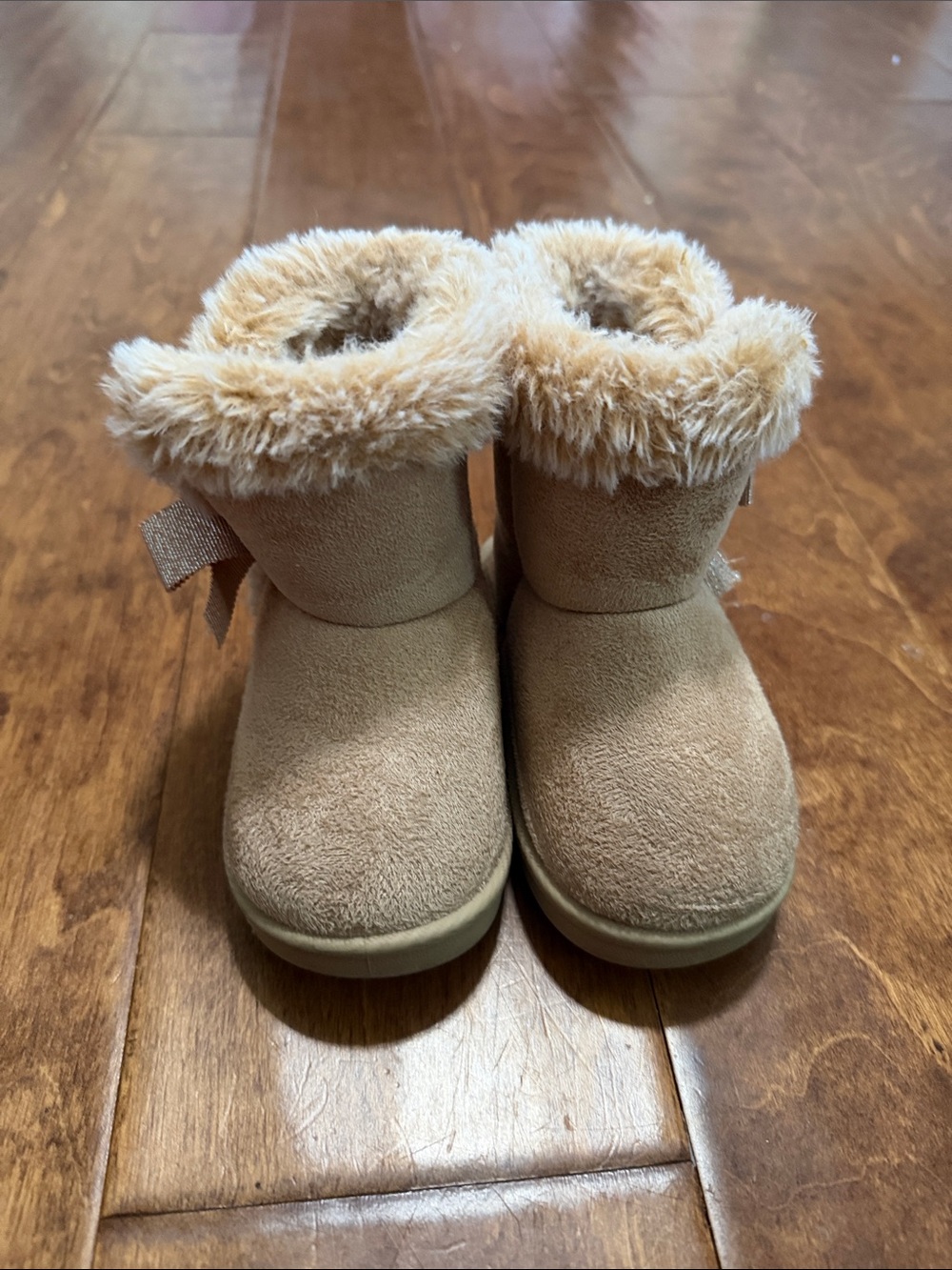 Toddler Faux Suede Fur-Lined Boots - Tan